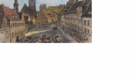 Gotthardt Kuehl, Pirna - Blick auf den Marktplatz mit Canaletto-Haus. Um 1910. 49,3 x 78,5 cm, Ra. 68,5 x 98 cm. 8000 €