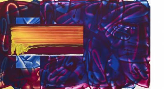 David Reed, #636, 2010-2013, Öl und Alkyd auf Polyester, 71 x 127 cm, reedstudio, Courtesy Galerie Anke Schmidt, Köln, Foto: Christopher Burke