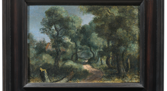HERCULES PIETERSZ. SEGERS (Haarlem um 1589–um 1640 Den Haag) Waldpfad. 1618–20. Öl auf Leinwand auf Holz. 16 × 22,4 cm. Schätzung: CHF 350 000 / 500 000