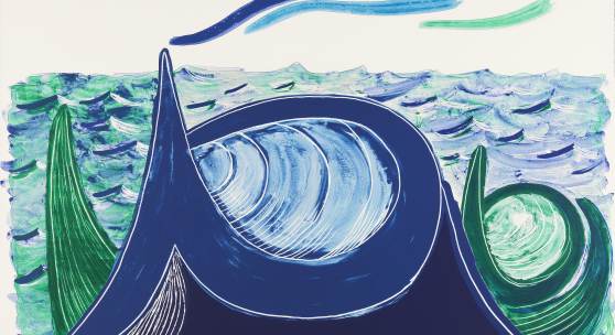 David Hockney, The Wave, A Lithograph, 1990 Lithografie auf Papier, 68.8 x 96.6 cm Tate: Schenkung des Künstlers 1993, © David Hockney / Tyler Graphics Ltd., Foto: Richard Schmidt