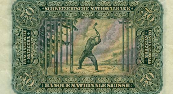 Ferdinand Holder, Holzfäller Die  50 Franken Banknote