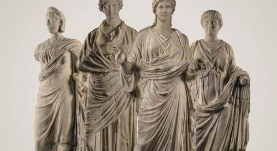 Four Roman Marble figures of women, circa 2nd Century A.D. (from left to right, est. £250,000- 350,000, £150,000-250,000, £100,000-150,000, £150,000-250,000)