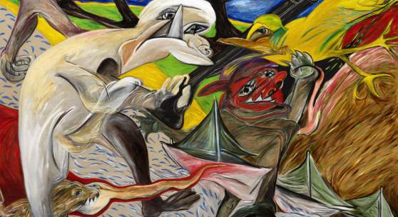 Jacqueline de Jong, Chemin Perdu de la Chasse Frustrée, 1987, Öl auf Leinwand, 190 x 290 cm, Privatsammlung, Lon- don, Courtesy Pippy Houldsworth Gallery, London, Foto: Gert Jan van Rooij
