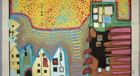 Los Nr. 149 | A296 0149-Friedensreich Hundertwasser, „Flooded Sleep“, Farbholzschnitt von 1976, ohne Rahmen Limit: € 20 Zuschlag: € 3200