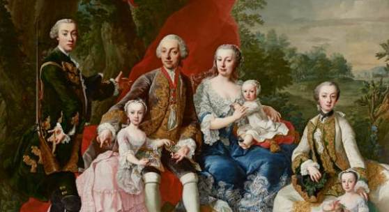 Martin van Meytens d. J., Die Familie des Grafen Nikolaus Pálffy von Erdöd, um 1760 Öl auf Leinwand 333 x 283 cm © Belvedere, Wien