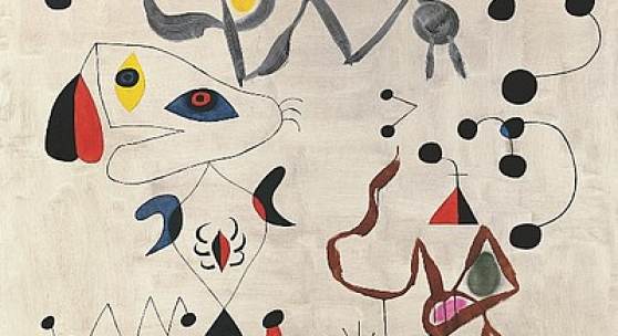 Joan Miró (1893-1983), Femmes et oiseaux dans la nuit (Frauen und Vögel in der Nacht), 12. Februar 1945, Öl auf Leinwand, 114,5 x 146,5 cm, Kunstsammlung Nordrhein-Westfalen, Düsseldorf, Foto: Walter Klein, © Successió Miró / VG Bild-Kunst 2015