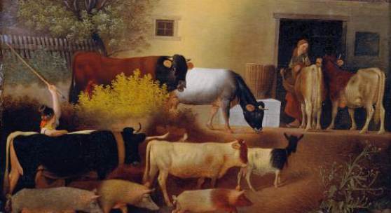 Michael Neder  Heimkehr der Herde, 1844  Öl auf Holz  41,5 x 52 cm  © Belvedere, Wien