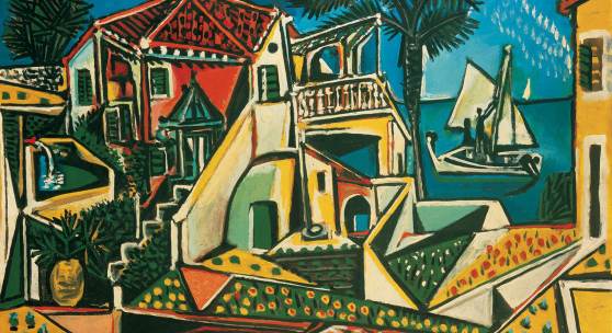 Pablo Picasso Mittelmeerlandschaft, 1952 Öl auf Holz81 × 125 cm ALBERTINA Wien –Sammlung Batliner © Succession Picasso/  Bildrecht, Wien 2023