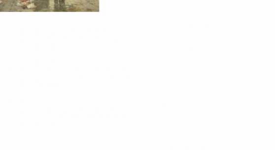 Herrmann, Hans d. J. (1858 Berlin - 1942 ebd.) Fischmarkt in Amsterdam. 1900. Öl auf Leinwand. 109 x 140, mit dem breiten, originalen Stuckdekorrahmen 157 x 196 cm. Rechts unten signiert und datiert. - Die imposante Größe dieses Gemäldes läßt den Schluß zu, dass es sich hier um ein Hauptwerk des Künstler oder eine Auftragsarbeit handelt. © Auktionshaus Quentin
