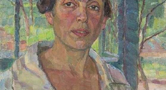 Marianne Fieglhuber-Gutscher Selbstporträt im Malermantel Öl/Leinwand 49 x 44 cm signiert Fieglhuber-G., datiert 1924 abgebildet in Fieglhuber-Gutscher, 2022, S.16., Abb 1. Preis: € 7.500,- 