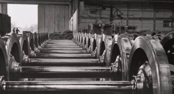 Radsatzwerkstatt in den Krupp - Maschinenfabriken, August 1964 (Foto: Fritz Henle) © Fritz Henle / Fritz Henle Estate, Virgin Islands USA / Historisches Archiv Krupp, Essen