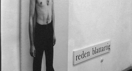 Hartmut Skerbisch, „reden blattartig“, 1976, Foto: Michael Schuster, © Nachlass Hartmut Skerbisch