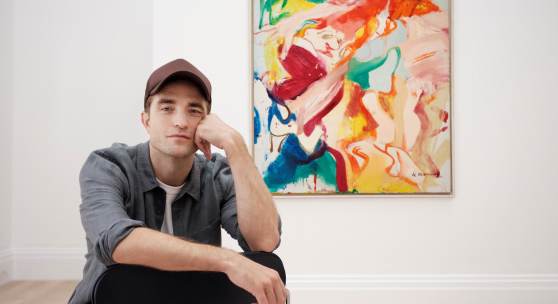 Robert Pattinson pictured with Willem de Kooning's Untitled, 1964.