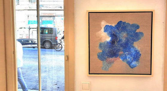 Kenji Lim, Islands of Spray 8, 2022, acrylic on linen, framed, 54 x 54 cm