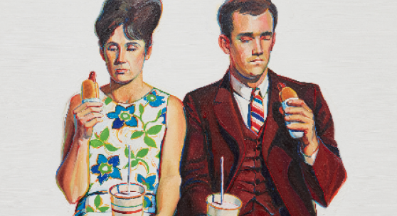  Wayne Thiebaud, Eating Figures (Quick Snack), 1963  Öl auf Leinwand, 181,6 x 120,7 cm Privatsammlung, Courtesy Acquavella Galleries © Wayne Thiebaud Foundation/2022, ProLitteris, Zurich 