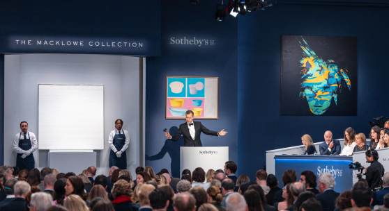 Sotheby's Chairman and Auctioneer Oliver Barker During the Historic Sale of The Macklowe Collection
