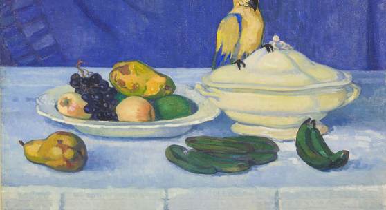 Stillleben mit Früchten und Papagei 1910 © Broncia Koller Pinell