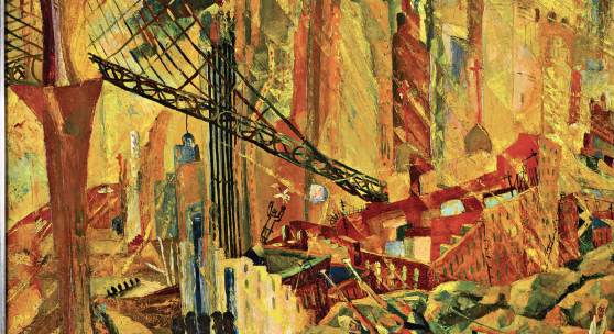 Yun Gee, Wheels: Industrial New York, 1932, oil on canvas, 214 x 122 cm Est. HK$80million – 120million/ US$10million – 15million