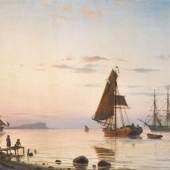 012   Christian Frederik Emil Eckardt, Segler im Abendlicht vor Samsø, Dänemark (?). 1863.  Schätzpreis 4.000 €  