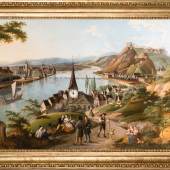 01. C. L. Hofmeister, „Koblenz, Ehrenbreitstein und Pfaffendorf am Rhein“, 1828, Öl auf Metall, Foto: Lilly's Contemporary Art Exclusive Antiques