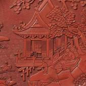 Figuren- Großer Teller mit Figuren- und Landschaftsdekor Detail Bei dem neugierig interessiert blickenden Gelehrten könnte es sich um den Jin-zeitlichen, berühmtesten Kalligraphen der chinesischen Geschichte, Wang Xizhi (etwa 307-365), handeln.
