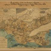 Henri Mallet, Karte des Genfer Umlands […], die 1814 bei den Verhandlungen zum Pariser Frieden verwendet wurde, mit Anmerkungen von Charles Pictet de Rochemont, kolorierte Druckgrafik und Zeichnung, 1776. Karten sind während der Kongresse ein beliebtes Mittel, um Gebietsansprüche zu begründen.