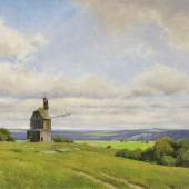 Galerie Kovacek & Zetter: 02_Ferdinand Brunner, „Landschaft mit Windmühle“, 1915, Öl auf Leinwand, 81 x 102,5 cm Foto: Galerie Kovacek & Zetter