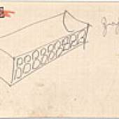 Josef Hoffmann: Entwurf für einen Zahnstocherbehälter Bleistift auf Entwurfspapier
Maße: 11 x 20 cm K.I. 12029-5 © MAK