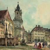 RUDOLF VON ALT (1812-1905) Der Hauptplatz in Pressburg, 1843 Aquarell auf Papier 16,2 x 21,5 cm Privatbesitz