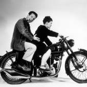 Charles and Ray Eames on a Velocette Motorcycle in the Eames Office Venice California ∏ Eames Office LLC