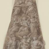 GAUDENZIO FERRARI (UM 1477 – 1546)  Engelskonzert, Entwurf für eine Kuppeldekoration im Santuario di S. Maria dei Miracoli, Saronno, 1532/34 Pinsel in Braun, weiß gehöht 475 x 300 mm Inv.-Nr. 2660 Z © Staatliche Graphische Sammlung München