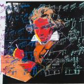 Andy Warhol* (Pittsburgh 1928 - 1987 New York)  Beethoven Siebdruck auf Papier 101,6 x 101,6 cm 1987 TP 67/72 bei diesem Objekt fällt Folgerecht an Kein anderer Künstler wird mit Pop Art so sehr identifiziert wie Andy Warhol. Die Medien nannten ihn den Prinzen des Pop. Andy Warhol stieg von einer Arbeiterfamilie aus Pittsburgh zur amerikanischen Legende auf.