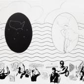 Elda Cerrato, Geohistoriografia realidad y sueños de América, 1975, acrylic on canvas, 31 ½ x 39 in. © The Estate of Elda Cerrato. Courtesy Galerie Lelong, New York and Independent