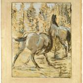 Franz Marc, Pferde in der Sonne, 1908/09 Farblithografie, 35,2 x 28 cm Franz Marc Museum Kochel am See Franz Marc Stiftung Schenkung W. Winterstein
