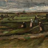 Vincent van Gogh, Raccomodeuses de filets dans les dunes, 1882, Huile sur papier marouflé sur panneau  c_Artcurial