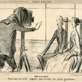 Honoré Daumier: Nouveau Procédé / Neues Verfahren, Karikatur in der Zeitschrift Le Charivari, 1856, Lithografie, Private Sammlung © Collection H. G.