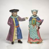 10004 An Extremeley Rare and Important Pair of Large Chinese Export Figures of a European Man and Lady in Jewish Costume