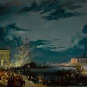 Lot 304 Carlo Grubacs Feast of the Redentore in Venice by Moonlight oil on canvas 26 1/2 by 39 1/4 in.; 67.3 by 99.7 cm. Estimate $120/180,000 Sold for $237,500