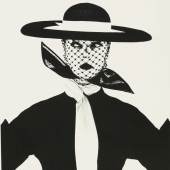 Lot 22 Irving Penn 'Black And White Vogue Cover' (Jean Patchett, New York) platinum-palladium print, signed, titled, dated, editioned '2/34,' and annotated in pencil and stamped on the reverse, framed, 1950, printed in 1968 Overall 221⁄2 by 193⁄4 in. (57.2 by 50.2 cm.) Estimate $150/250,000 Sold for $187,500