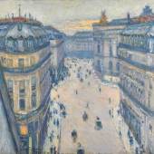 Lot 17 Lumières: The Levy Family Collection Gustave Caillebotte La Rue Halévy, Vue Du Sixième Étage Signed G. Caillebotte and dated 1878 (lower left) Oil on canvas 23 1/2 by 28 3/4 in. 59.5 by 73 cm Painted in 1878. Estimate $6/8 million