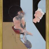 Lot 26 The Gerald L. Lennard Foundation Collection Francis Bacon Study for Portrait signed, titled, and dated 1981 on the reverse oil and dry transfer lettering on canvas 78 by 58 1/4 in. 198.1 by 148 cm. Estimate $12/18 million