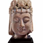 10112 A Carved Limestone Head of a Bodhisattva