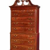 Exceptional Chippendale Carved Cherrywood Bonnet-Top High Chest Of Drawers, Colchester, Connecticut, Circa 1775 Estimate $150/300,000 Sold for $200,000