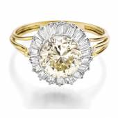1076 Juwelier Schilling Ring mit Fancy gelbem Brillant von über 3 Carat Zuschlag: 14360,- EUR
