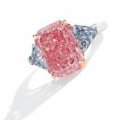 10479 lot 75, Fancy Vivid Pink Diamond and Fancy Intense Blue Diamond Ring