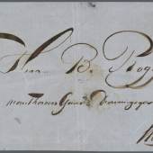 Los 10803 Norwegen 1856, Oskar 4 Sk. blau als diagonale HALBIERUNG auf Briefvorderseite mit Nr.-St. "364" und rotem Neben-K1 "CHRISTIANA BYPOST 8/3 1858" Ausruf : 18.000 