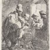 Lot: 84   Rembrandt van Rijn, Harmensz.  Die wandernden Musikanten, 1635.  Erlös (inkl. 25% Aufgeld): 3.375 EUR / 4.320 $ Schätzpreis: 2.000 EUR / 2.560 $  