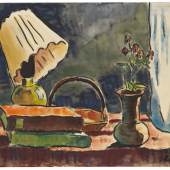 Karl Schmidt-Rottluff Stillleben mit Lampe, 1930 Aquarell, 49,5 x 64,2 cm (19.4 x 25.2 in) Schätzpreis: € 18.000-24.000