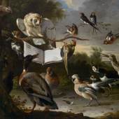 Melchior de Hondecoeter (1636 - 1693) Das Vogelkonzert, signiert, datiert 1670, Öl/Leinwand, 87 x 99 cm, erzielter Preis € 711.300