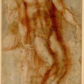 Michelangelo Buonarroti Pietà, um 1530-36 
Rötel über schwarzer Kreide und Griffelvorzeichnung © Albertina, Wien